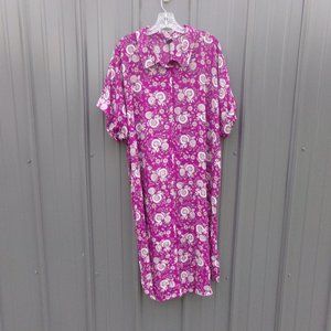 Lane Bryant Purple Praisley Short Sleeve Button Down Dress- Size 22/24